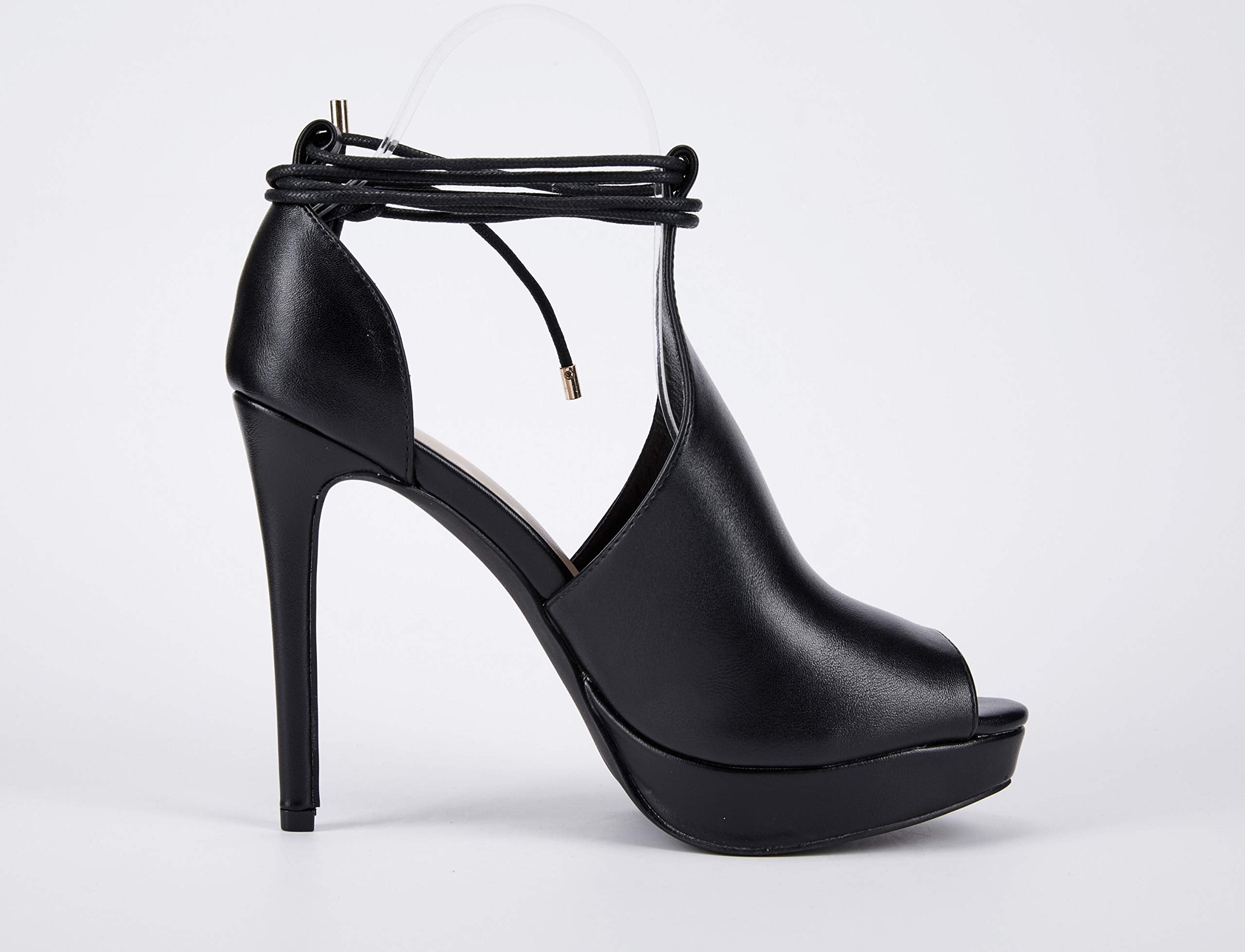 Womens Peep Toe Platform Heels Sexy Sandals Strappy Lace Up Tie Stilettos Dress Pumps Shoes