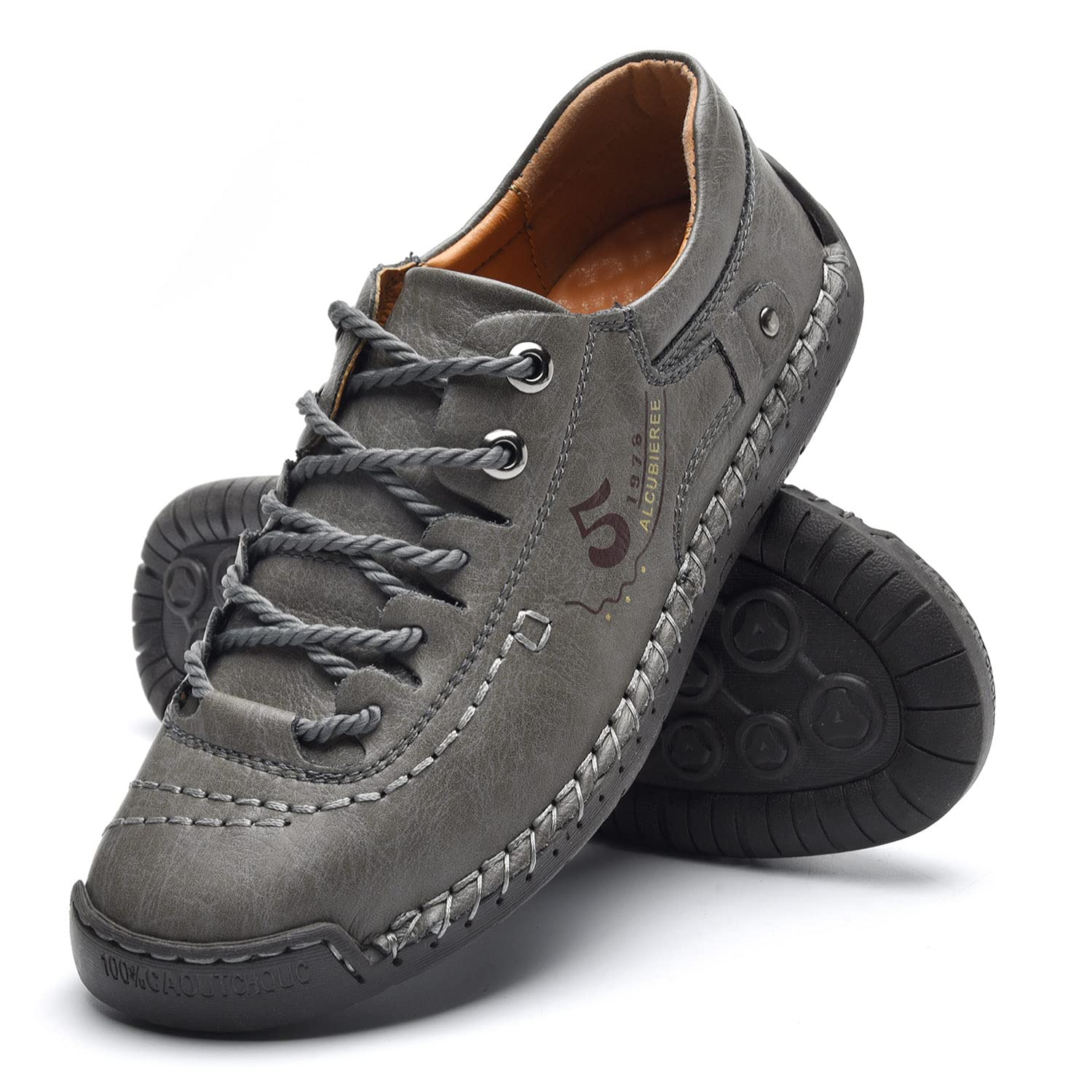 alcubieree Mens Leather Casual Shoes Comfortable Fashion Sneakers Loafers Lightweight Dress Walking Driving Shoes for Men（Size 7.5-13）