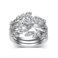 2.0 Carat(ctw) Heart-Cut Moissanite Engagement Rings Sets for Women,925 Sterling Silver Leaves Wedding Rings Sets,Bridal Ring Set for Anniversary Birthday