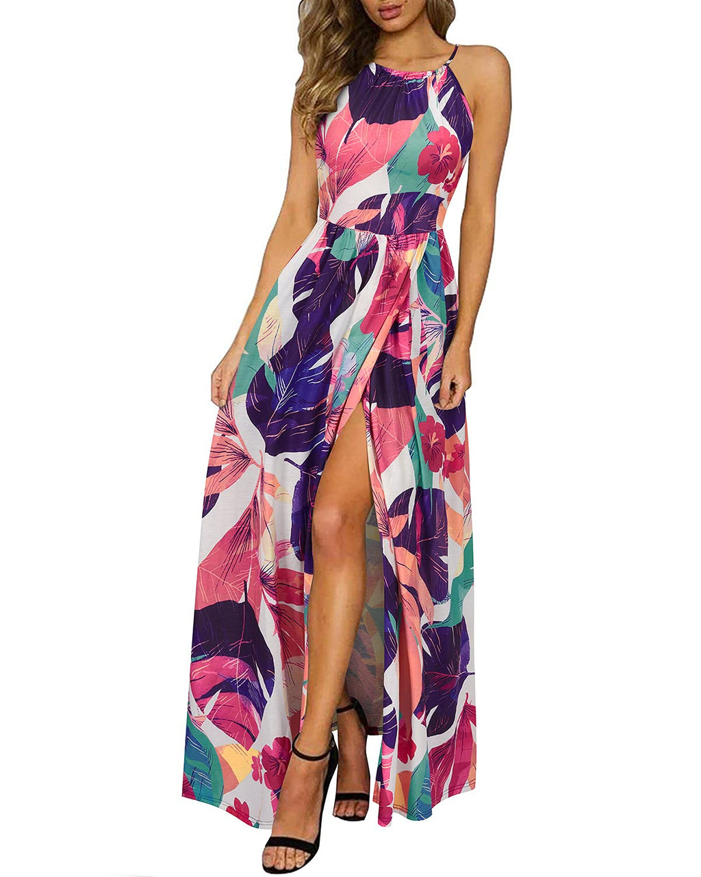 KILIG Women's Summer Floral Beach Flowy Split Maxi Long Dresses