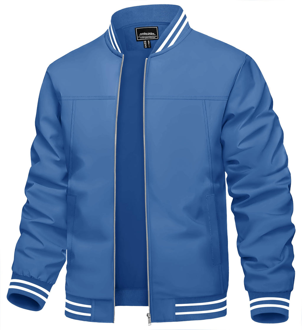 TACVASEN Men's Lightweight Jacket Casual Spring Fall Windbreaker Bomber Zip Up Coat With Pocket