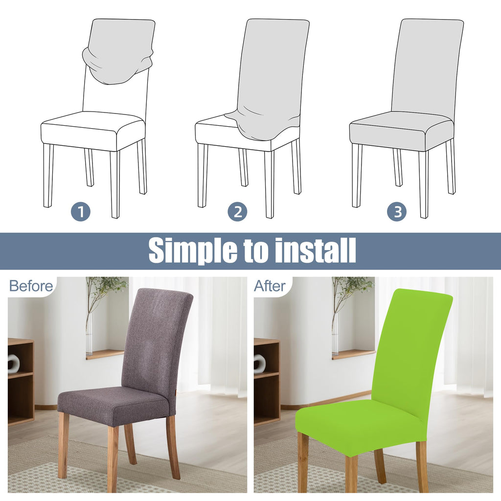 BIETYONE Stretch Dining Chair Covers Set of 6, Soft Removable Washable Kitchen Parsons Chair Slipcovers, High Elastic Seat Protector for Home Hotel Banquet