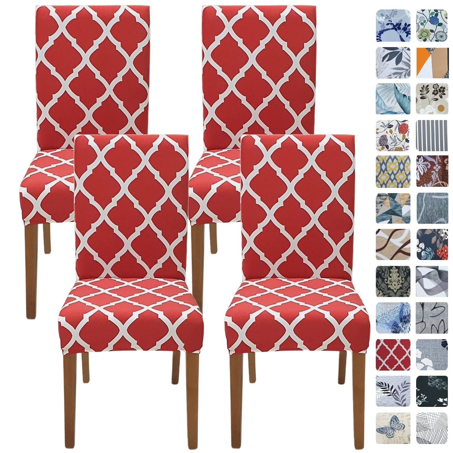 SPRINGRICO Chair Covers for Dining Room 6 Pack, Stretch Dining Chair Cover, Washable Spandex Kitchen Parsons Chair Slipcovers, Removable Seat Protector for Home or Party (Set of 6, Floral Beige)
