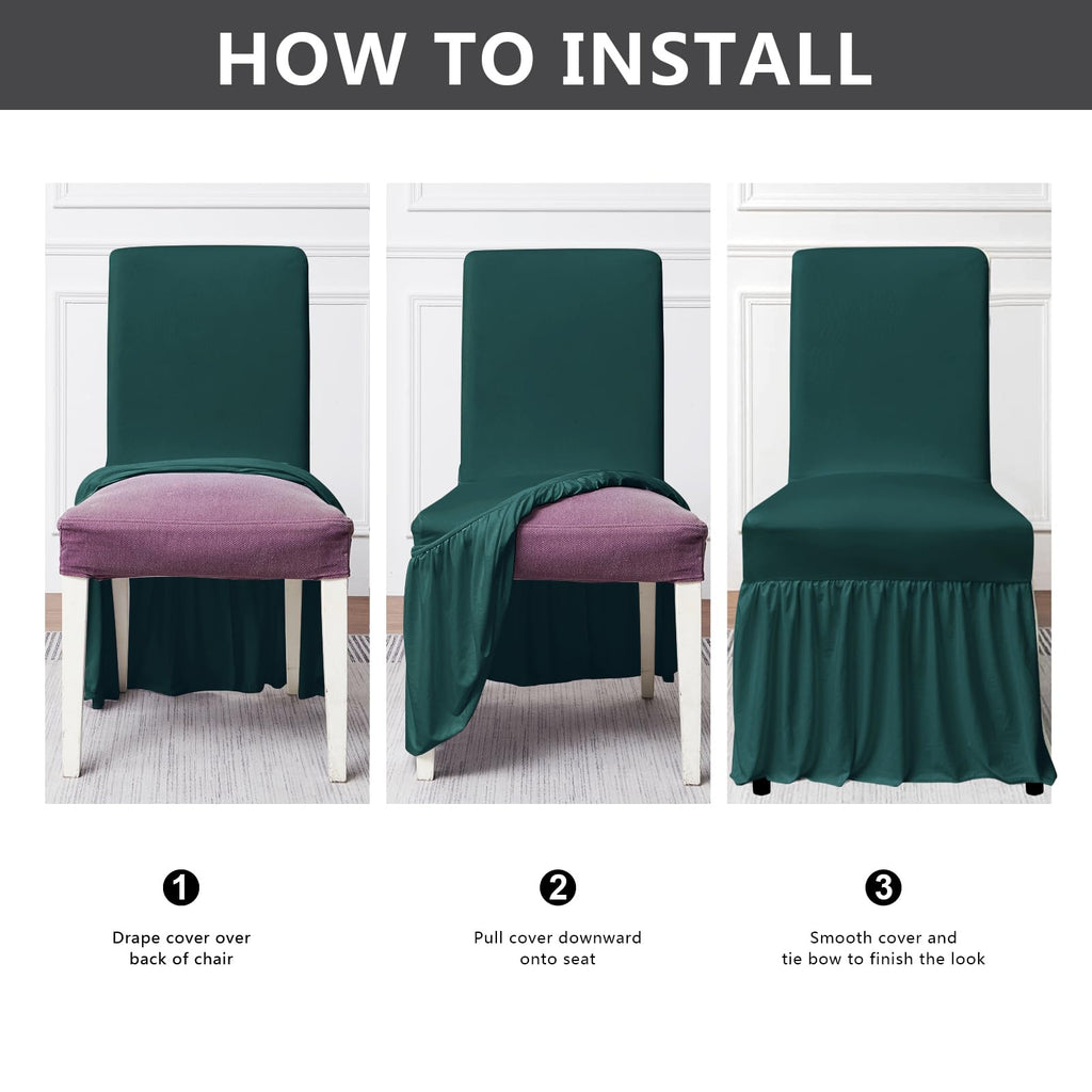 molasofa Chair Covers for Dining Room Set of 6 Stretch Chair Slipcovers with Skirt for Kitchen Seat Protectors Wedding Banquet Decor Kids Pets Spandex Fabric Washable (6pcs, Brown)