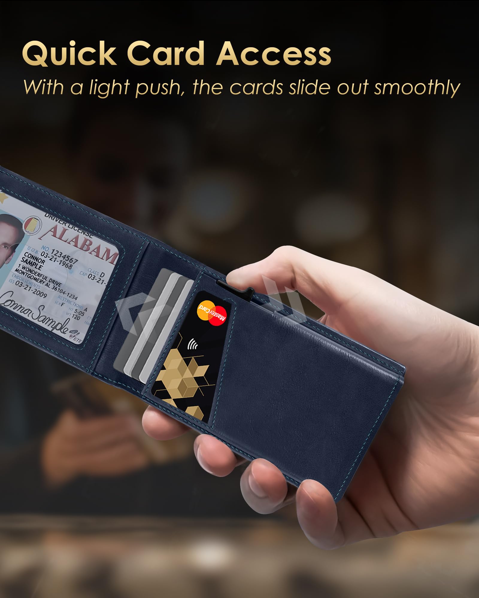 2026 Wallet for Men - RFID Blocking [Functional & Practical] Bifold Slim Minimalist Credit Card Holder Pop Up Wallet Metal Case with Cash Slot, Front Pocket with ID Window, Gift Boxed (Carbon Fiber)