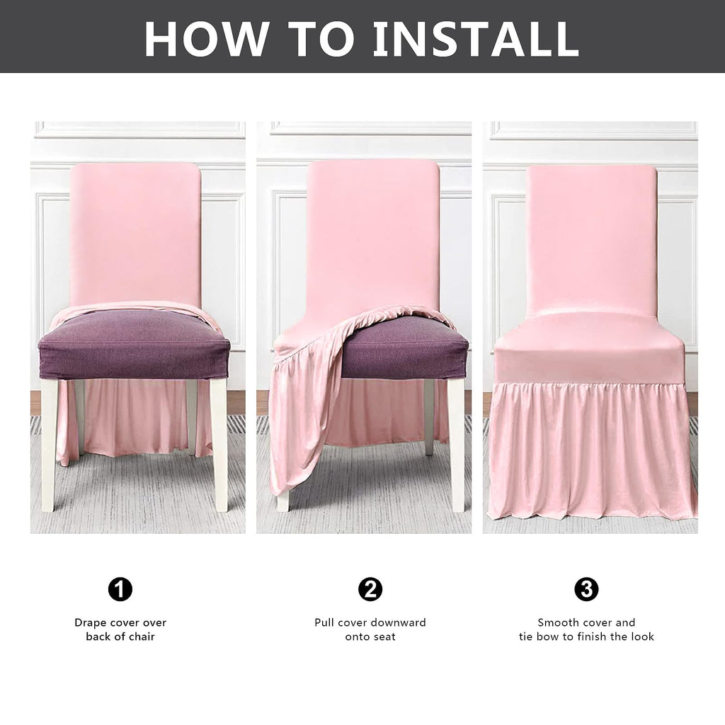 molasofa Chair Covers for Dining Room Set of 6 Stretch Chair Slipcovers with Skirt for Kitchen Seat Protectors Wedding Banquet Decor Kids Pets Spandex Fabric Washable (6pcs, Brown)