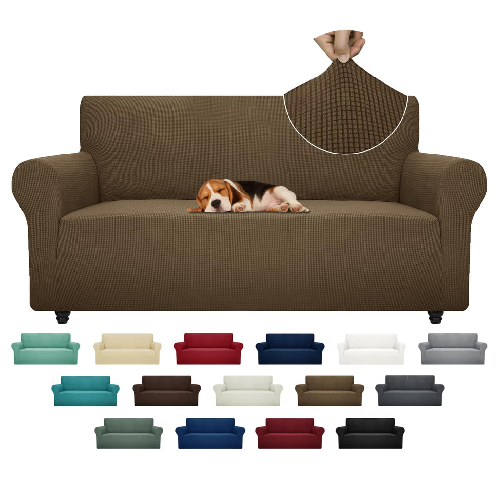 ZNSAYOTX Super Stretch Chair Slipcover (30"-47"), New Striped Sofa Chair Covers for Living Room, Dogs Pet Friendly Anti-Slip Chair Protector Spandex Armchair Slipcovers (Beige, Chair)