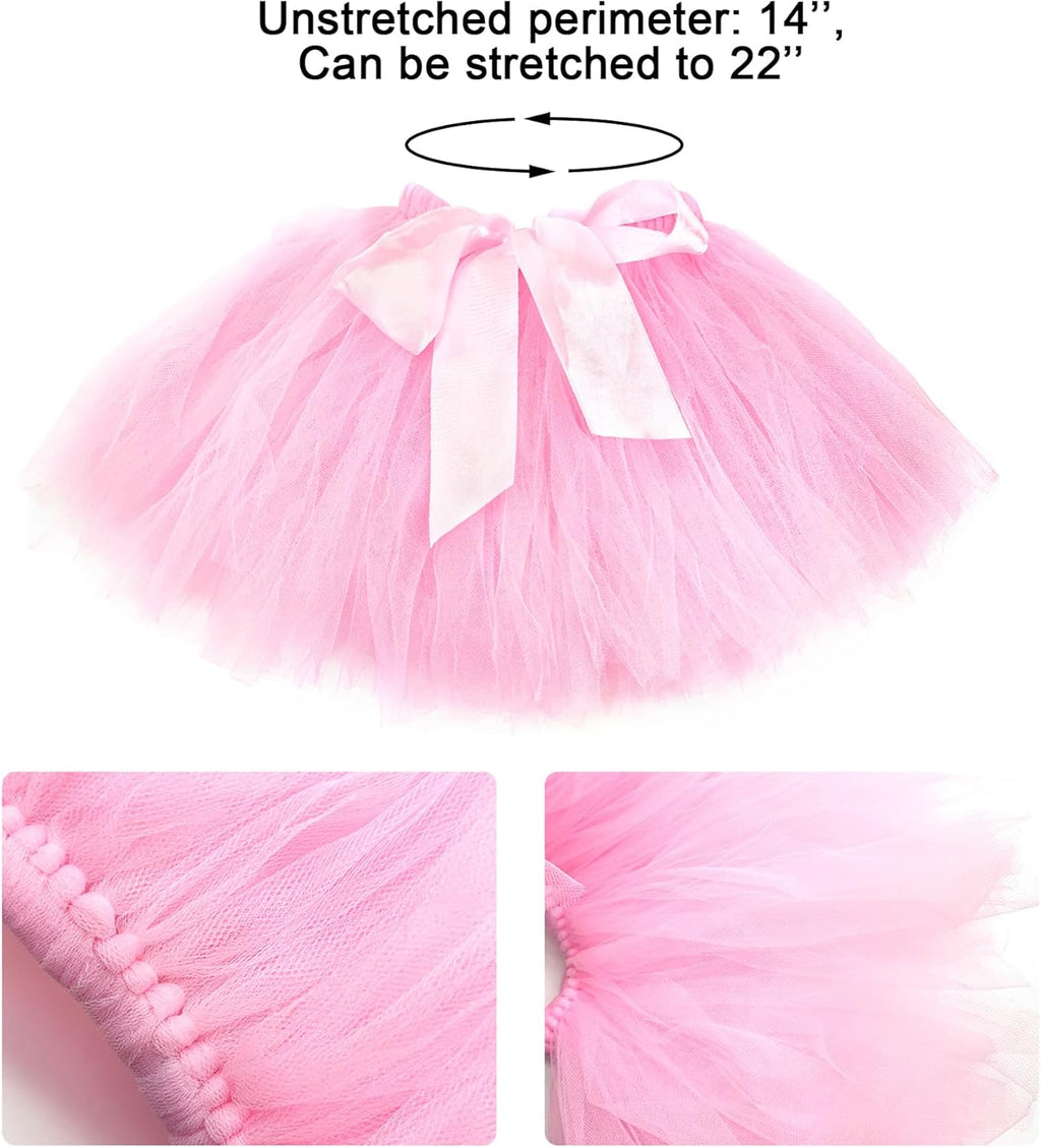 Medsuo Newborn Baby Tutu Skirt and Flower Headband for Photography Prop Outfits 0-4 Month (Pink)