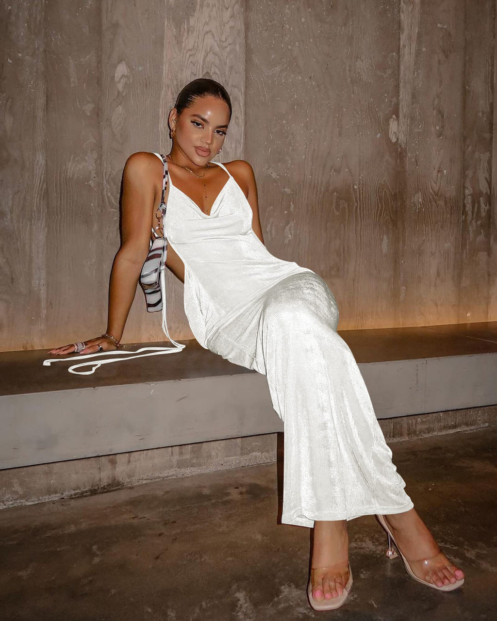 Doweha Women Backless Cowl Neck Cocktail Going Out Dress Halter Slip Long Semi Formal Party 2026 Spring Summer Maxi Dress