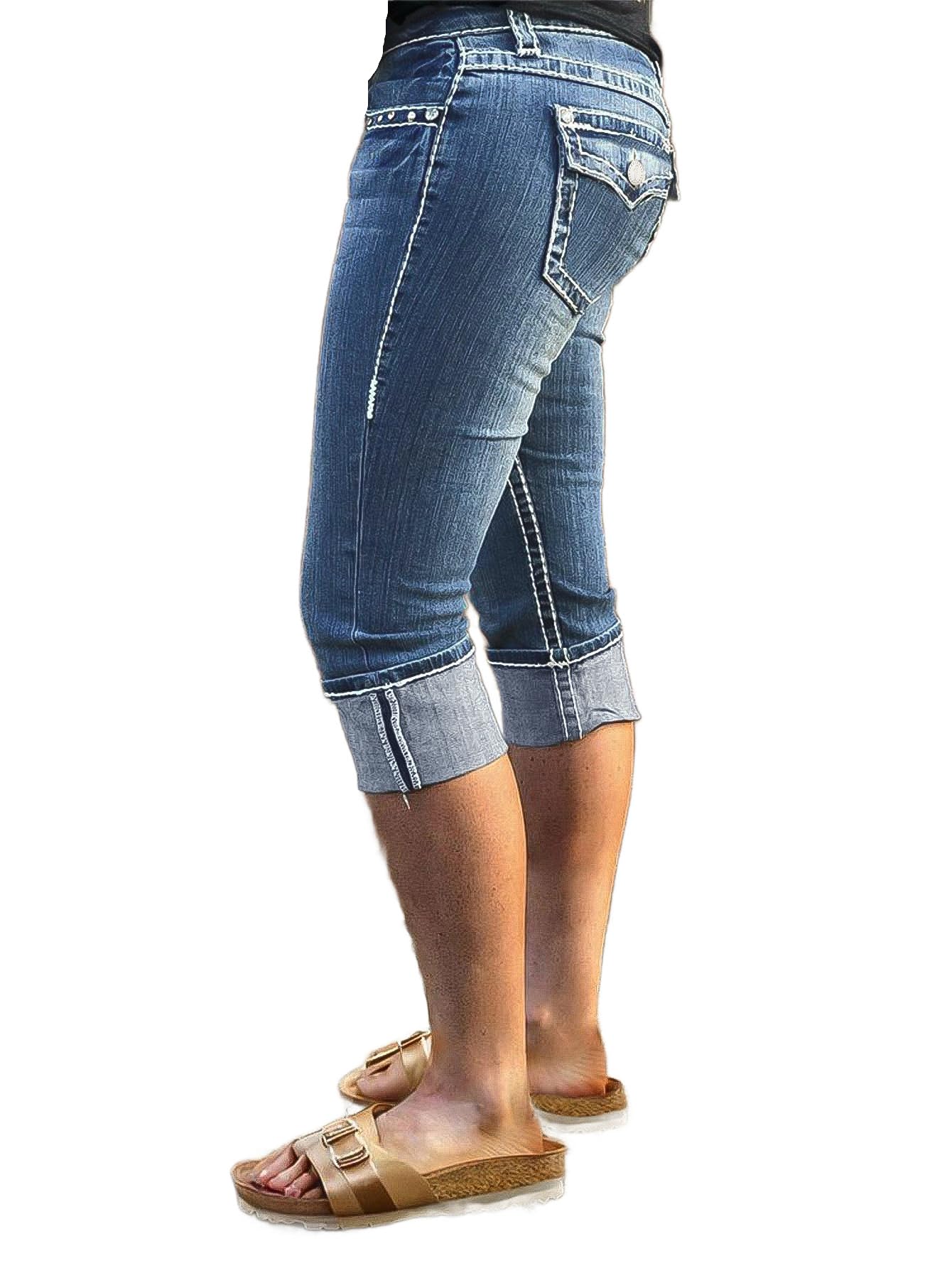 Flamingals High Waist Capris Jeans for Women Casual Summer Butt Lifting Skinny Denim Capri