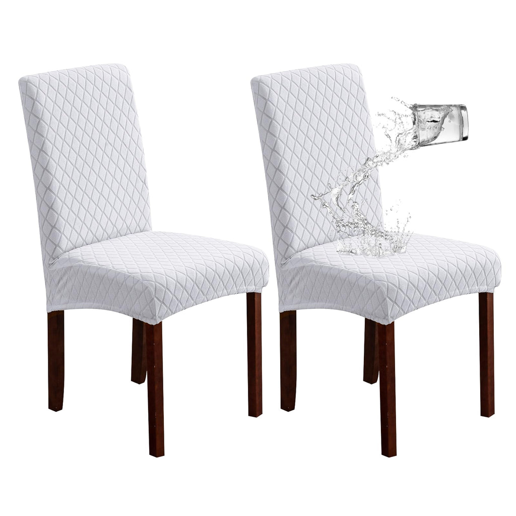 Genina Waterproof Chair Covers for Dining Room 6 Pack, Stretch Jacquard Dining Chair Cover Removable Washable Chair Protectors Cover for Kitchen, Home (Leaves-Warm Gray, 6 PCS)