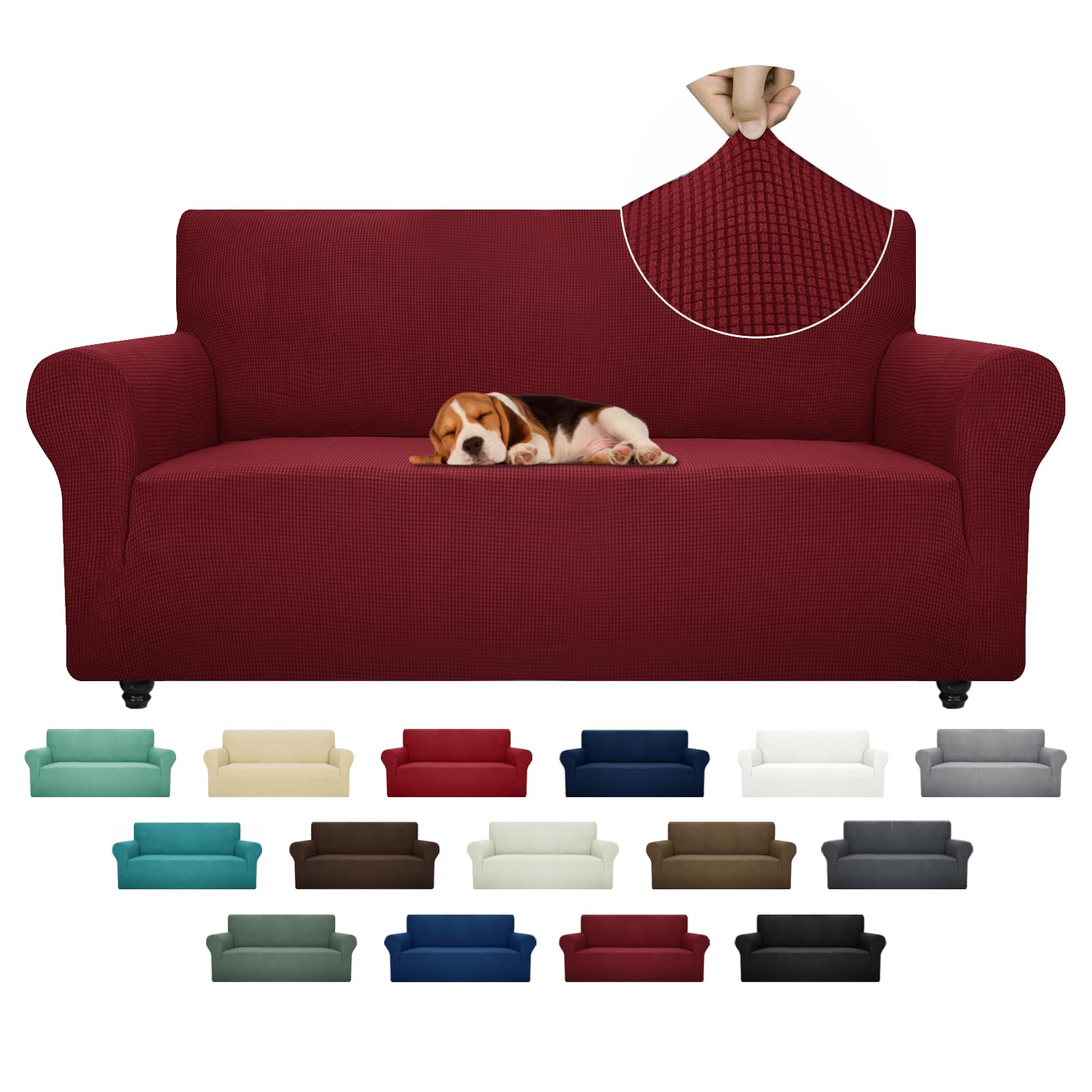 ZNSAYOTX Super Stretch Chair Slipcover (30"-47"), New Striped Sofa Chair Covers for Living Room, Dogs Pet Friendly Anti-Slip Chair Protector Spandex Armchair Slipcovers (Beige, Chair)
