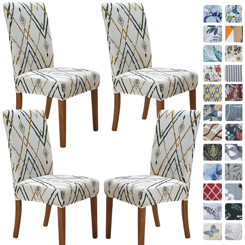 SPRINGRICO Chair Covers for Dining Room 6 Pack, Stretch Dining Chair Cover, Washable Spandex Kitchen Parsons Chair Slipcovers, Removable Seat Protector for Home or Party (Set of 6, Floral Beige)