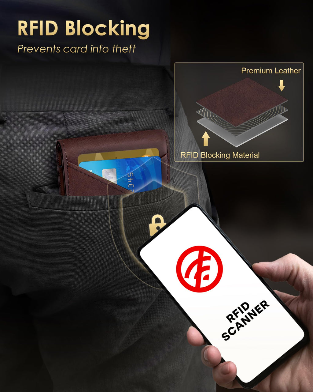 2026 Wallet for Men - RFID Blocking [Functional & Practical] Bifold Slim Minimalist Credit Card Holder Pop Up Wallet Metal Case with Cash Slot, Front Pocket with ID Window, Gift Boxed (Carbon Fiber)