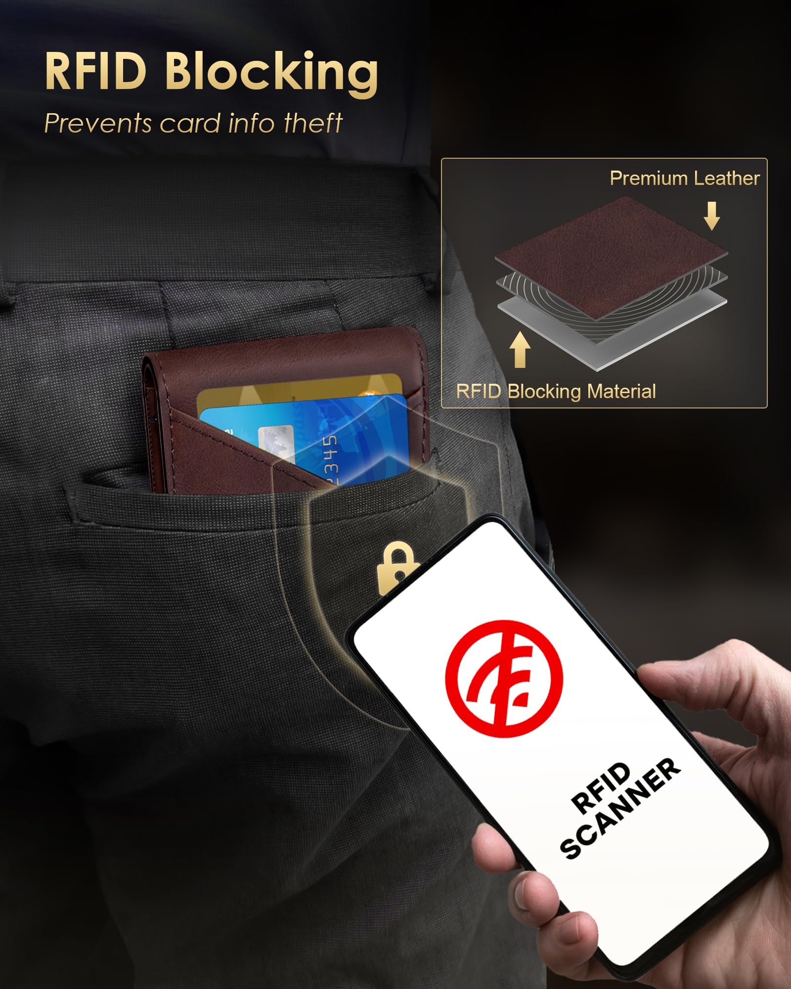 2026 Wallet for Men - RFID Blocking [Functional & Practical] Bifold Slim Minimalist Credit Card Holder Pop Up Wallet Metal Case with Cash Slot, Front Pocket with ID Window, Gift Boxed (Carbon Fiber)