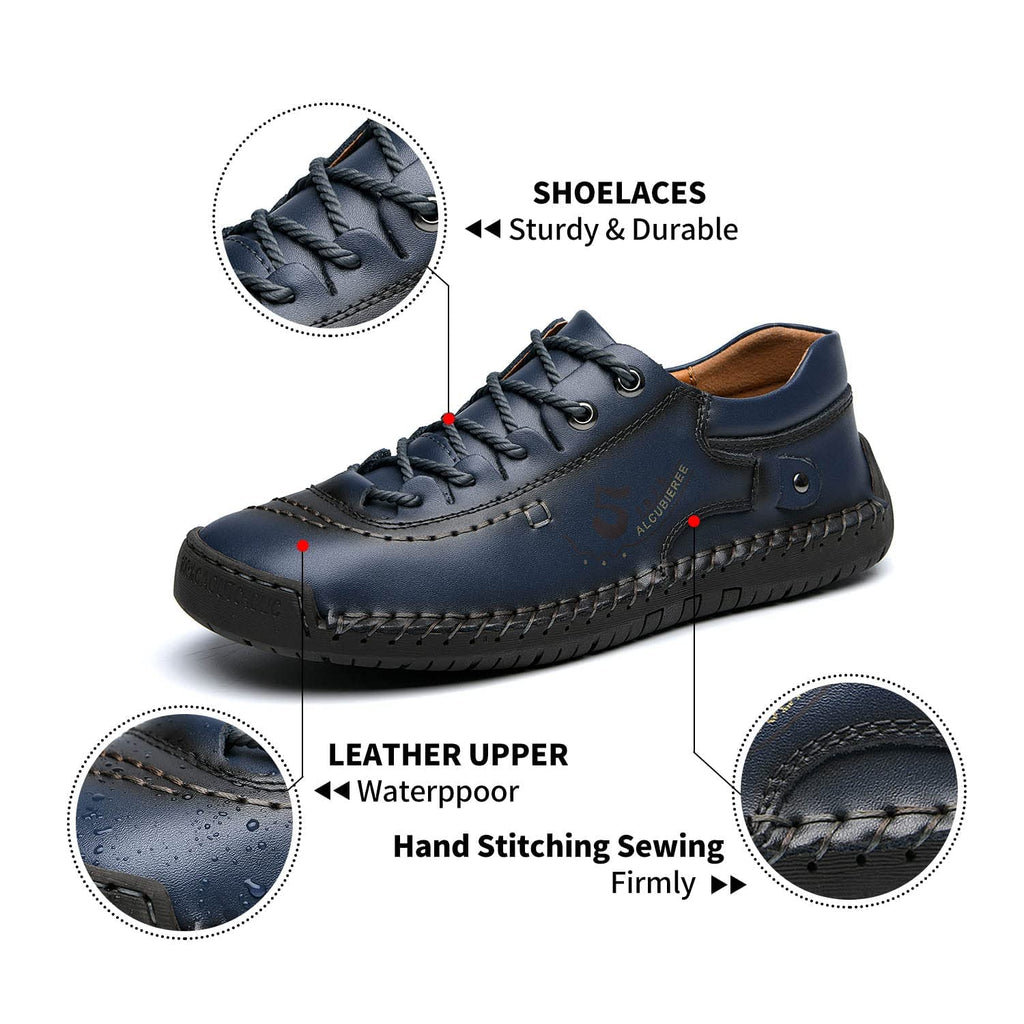 alcubieree Mens Leather Casual Shoes Comfortable Fashion Sneakers Loafers Lightweight Dress Walking Driving Shoes for Men（Size 7.5-13）