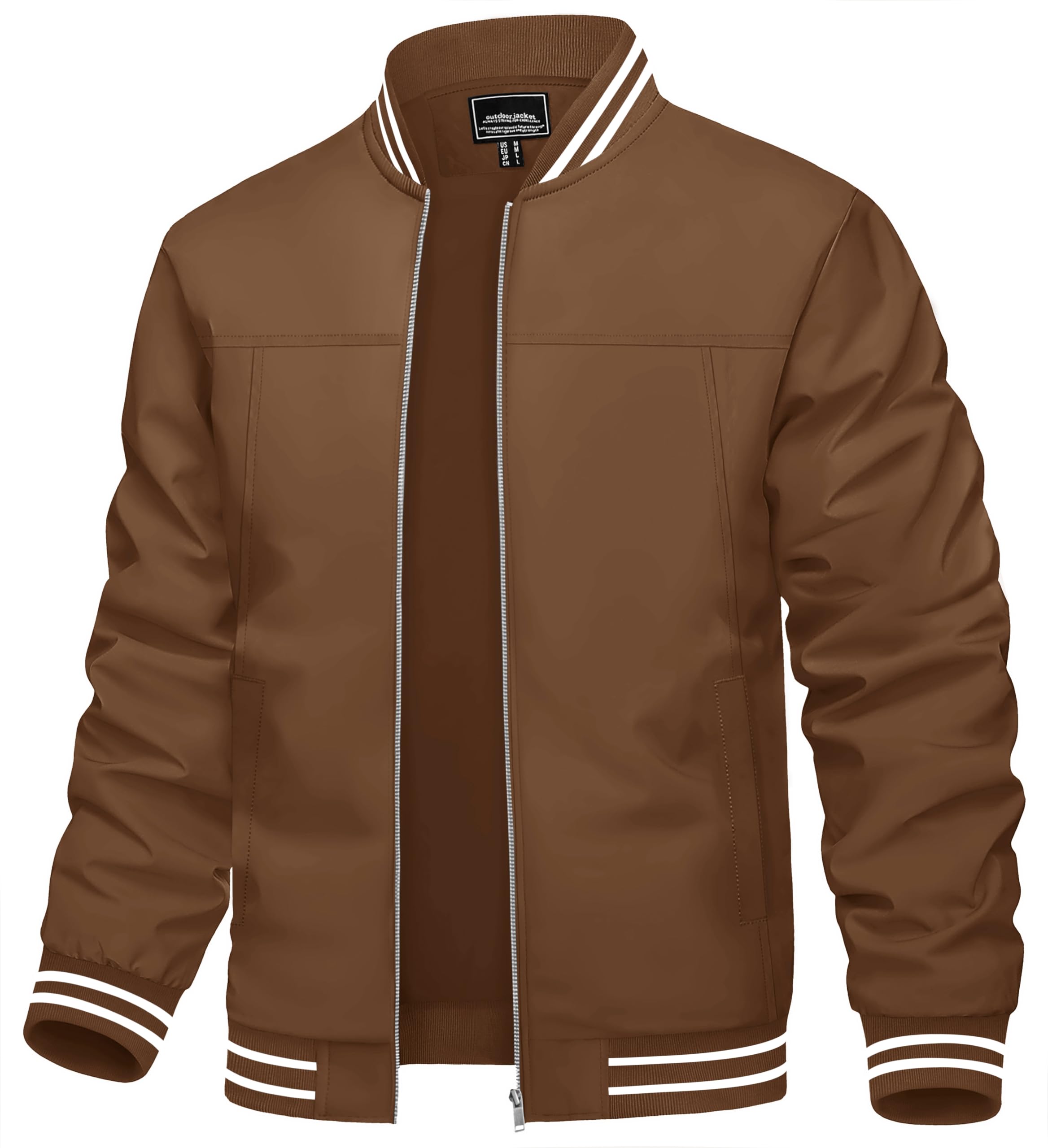 TACVASEN Men's Lightweight Jacket Casual Spring Fall Windbreaker Bomber Zip Up Coat With Pocket