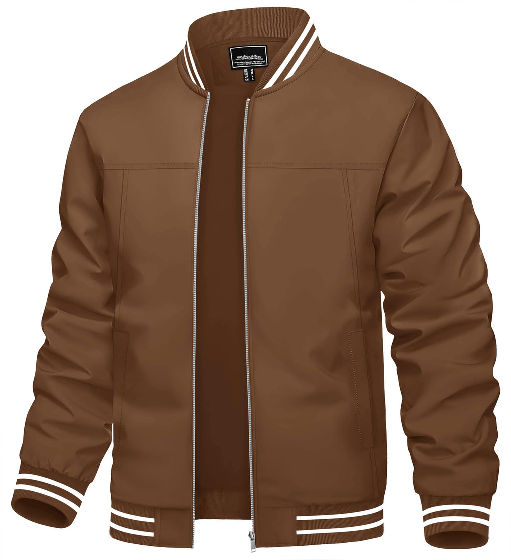 TACVASEN Men's Lightweight Jacket Casual Spring Fall Windbreaker Bomber Zip Up Coat With Pocket
