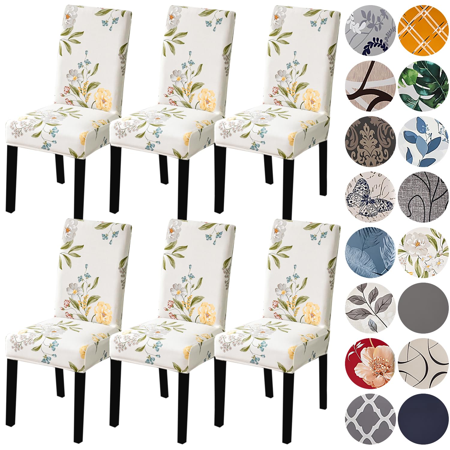 HZDHCLH 6 Pack Chair Covers for Dining Room,Soft Spandex Removable Washable Anti-dust Seat Slipcover, Protector for Hotel,Office,Ceremony,Banquet Wedding Party(Beige, Set of 6)
