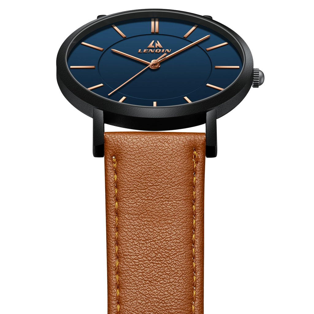 LN LENQIN Mens Watches Waterproof Stainless Steel Watch for Men Analog Quartz Fashion Business Designer Wristwatch