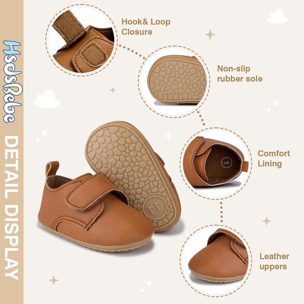 HsdsBebe Baby Boys Girls Oxford Shoes PU Leather Soft Rubber Sole Sneakers Anti-Slip Toddler Ankle Boots Infant Walking Shoes Moccasins