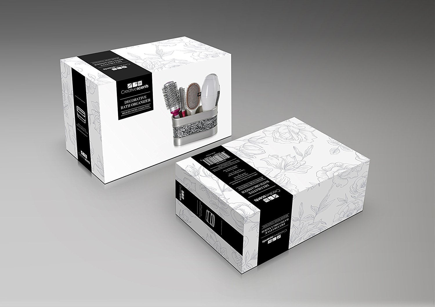 Creative Scents Crackled Glass Silver Bathroom Accessory Set – 4-Piece Vanity Set Includes: Lotion Soap Dispenser, Toothbrush Holder, Tumbler, and Soap Dish