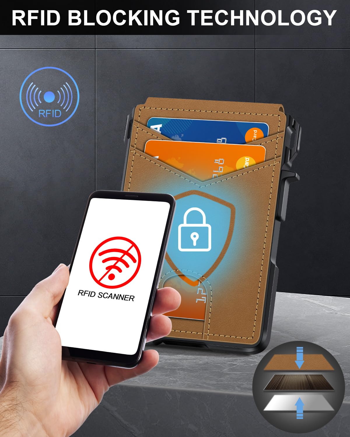 ZALVEX Wallet for Men, Mens Minimalist Wallet 9-13 Cards, Slim Compact Wallet with Money Clip & ID Window, RFID Blocking Smart Pop Up Card Wallet, Metal Aluminum Credit Card Holder Bifold Wallet