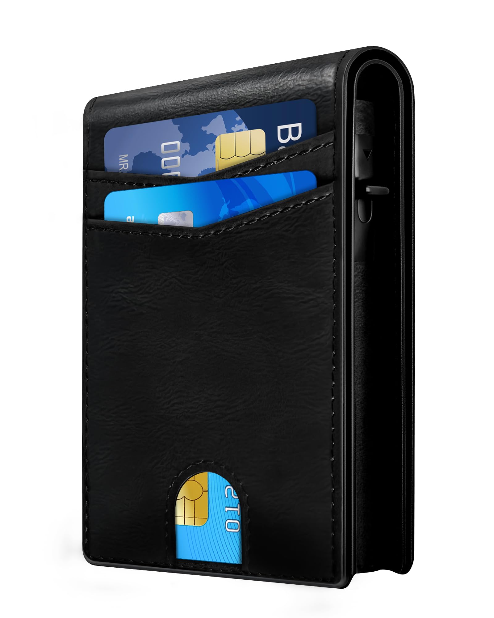 2026 Wallet for Men - RFID Blocking [Functional & Practical] Bifold Slim Minimalist Credit Card Holder Pop Up Wallet Metal Case with Cash Slot, Front Pocket with ID Window, Gift Boxed (Carbon Fiber)