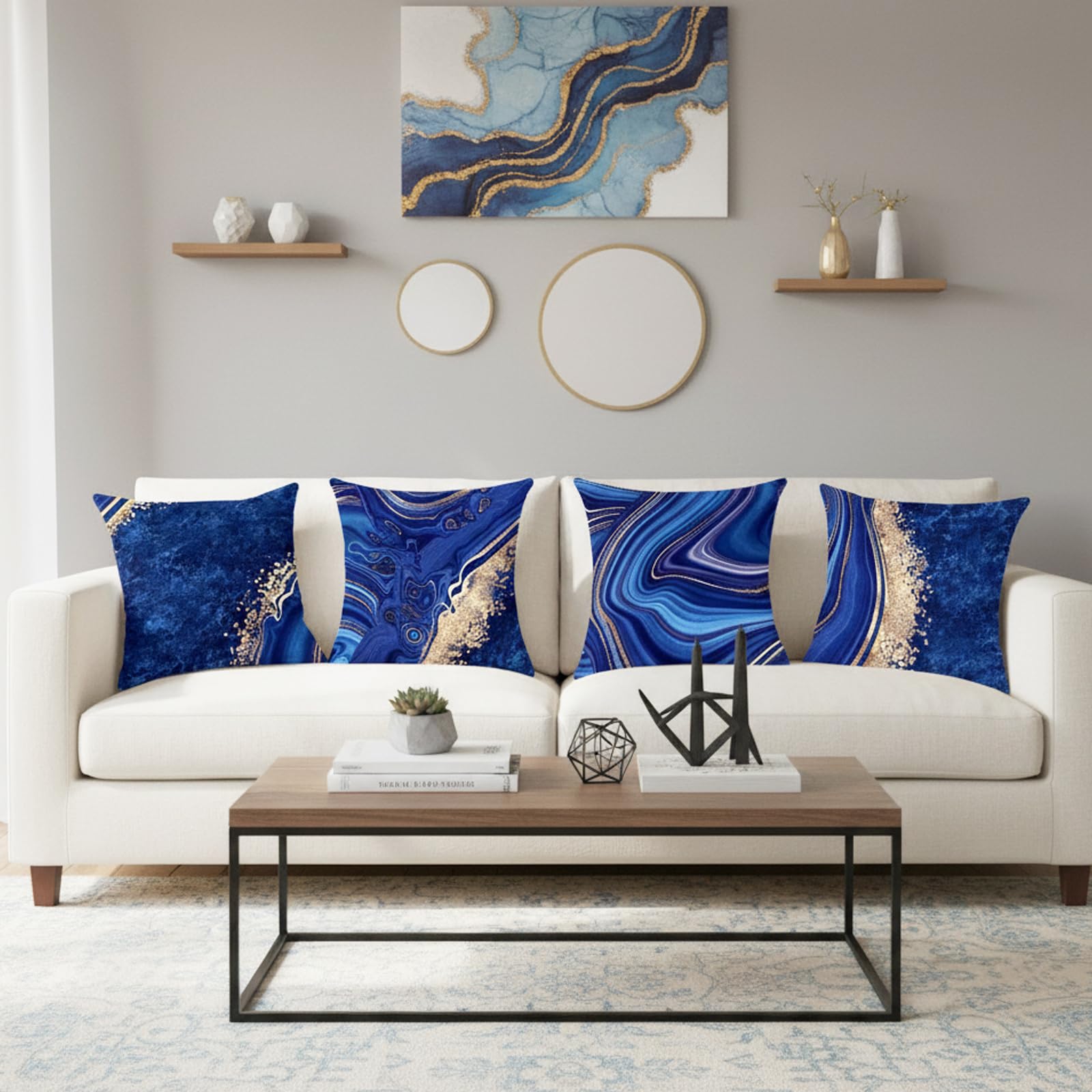 18 x 18 inch Set of 4 Decorative Pillow Covers Grey Marble Texture Throw Pillow Covers Living Room Decor Square Cushion Covers for Modern Styles Abstract Home Bedroom Couch Chair Sofa Pillow Cases