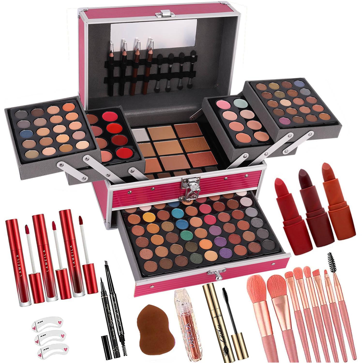 UNIFULL 132 Color All- In- One Makeup For Women Full Kit,Professional Makeup Kit,Makeup Gift Set for Women,Girls&Teens,Include eyeshadow/lipstick/concealer/Lip Gloss/Eyeliner/Mascara（006N2-Silver）