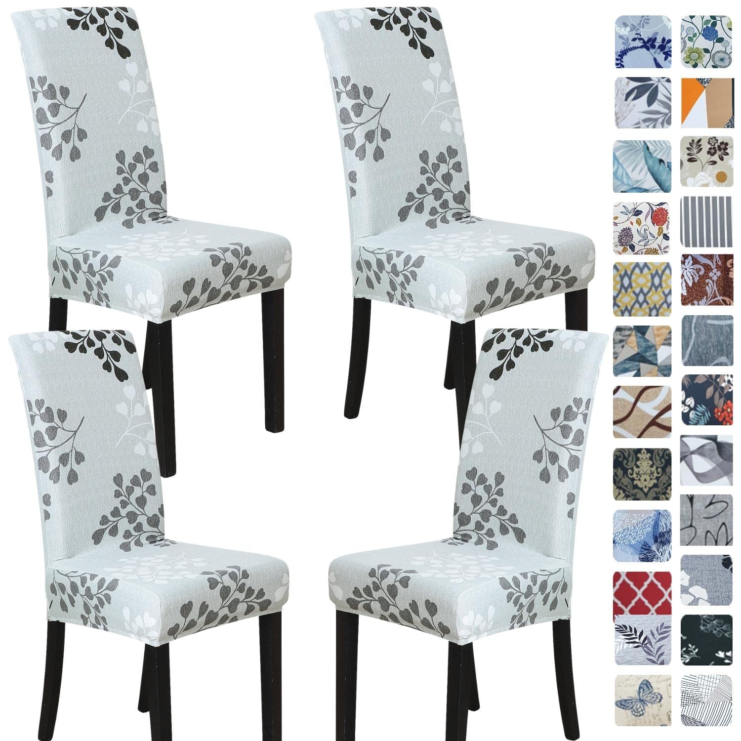 SPRINGRICO Chair Covers for Dining Room 6 Pack, Stretch Dining Chair Cover, Washable Spandex Kitchen Parsons Chair Slipcovers, Removable Seat Protector for Home or Party (Set of 6, Floral Beige)