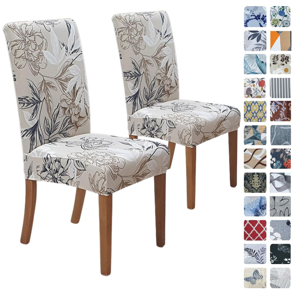 SPRINGRICO Chair Covers for Dining Room 6 Pack, Stretch Dining Chair Cover, Washable Spandex Kitchen Parsons Chair Slipcovers, Removable Seat Protector for Home or Party (Set of 6, Floral Beige)