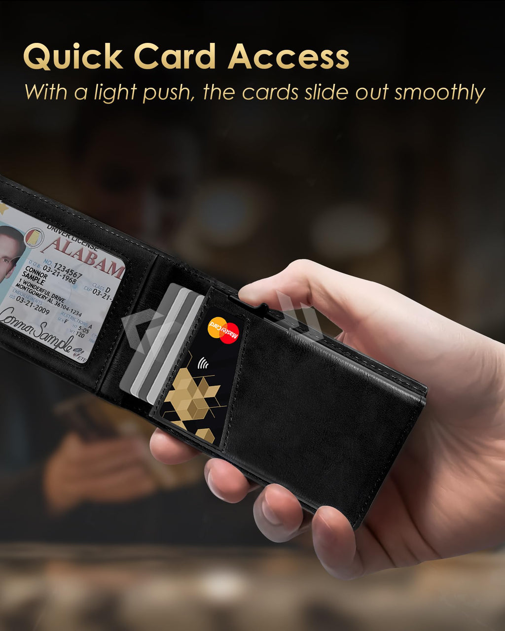 2026 Wallet for Men - RFID Blocking [Functional & Practical] Bifold Slim Minimalist Credit Card Holder Pop Up Wallet Metal Case with Cash Slot, Front Pocket with ID Window, Gift Boxed (Carbon Fiber)