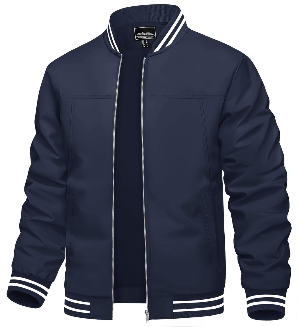 TACVASEN Men's Lightweight Jacket Casual Spring Fall Windbreaker Bomber Zip Up Coat With Pocket