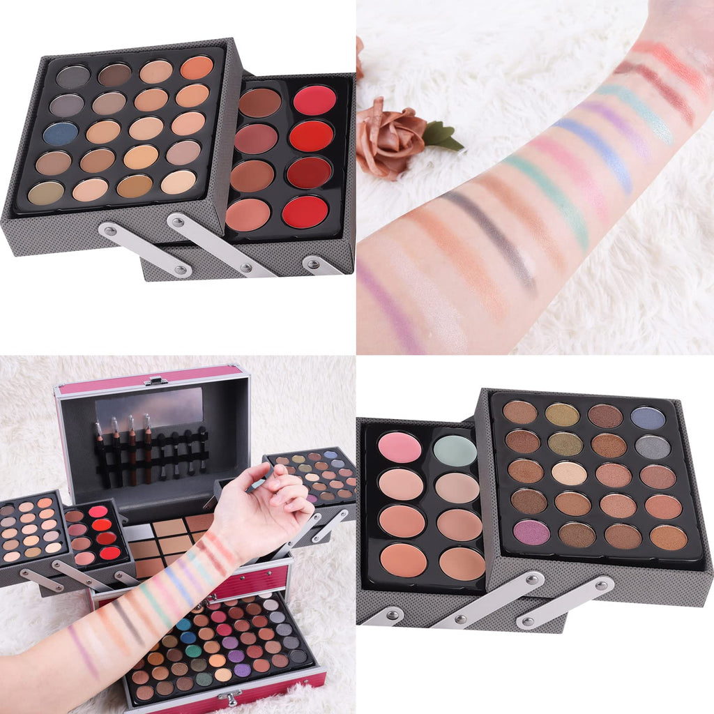 UNIFULL 132 Color All- In- One Makeup For Women Full Kit,Professional Makeup Kit,Makeup Gift Set for Women,Girls&Teens,Include eyeshadow/lipstick/concealer/Lip Gloss/Eyeliner/Mascara（006N2-Silver）