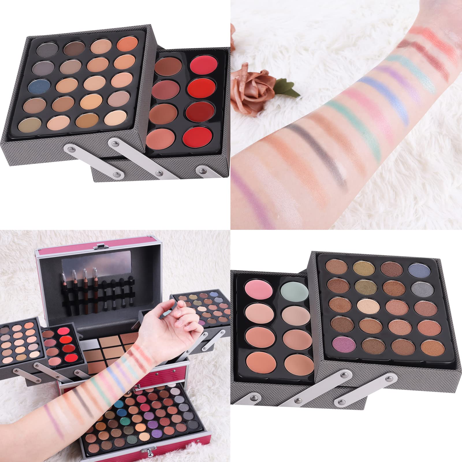 UNIFULL 132 Color All- In- One Makeup For Women Full Kit,Professional Makeup Kit,Makeup Gift Set for Women,Girls&Teens,Include eyeshadow/lipstick/concealer/Lip Gloss/Eyeliner/Mascara（006N2-Silver）