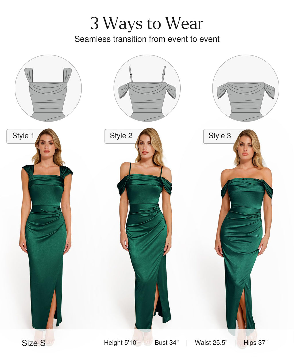Popilush Womens Shapewear Maxi Dress Multi Way Wear Off The Shoulder Bodycon Long Cocktail Formal Dresses