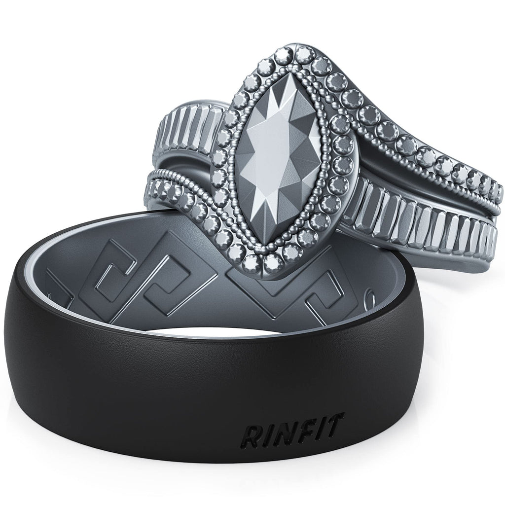 Rinfit Matching Silicone Rings for Couples - Silicone Wedding Bands Sets for Him and Her - His and Hers Ring - Patented Design