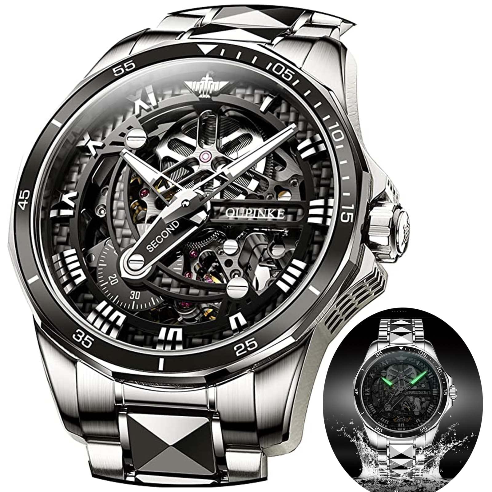 OLEVS Watches Men Waterproof Luxury Big Face Mens Watch Stainless Steel Quartz Analog Dress Watches for Men Luminous Multifunction Man Watch Relojes De Hombre