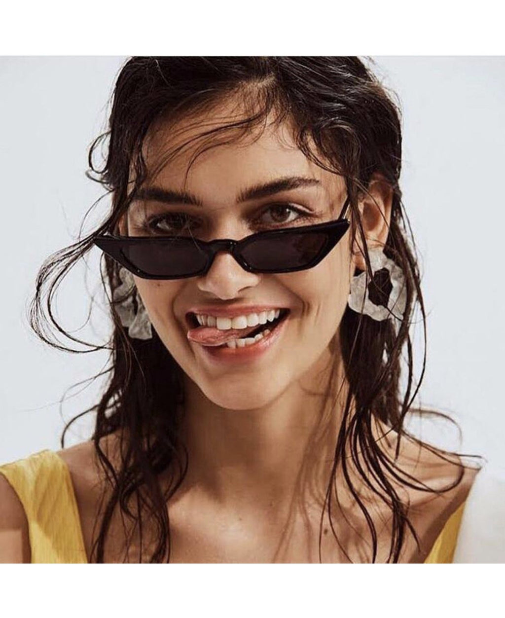 W&Y YING Small Cat Eye Sunglasses for Men and Women Skinny Retro Frame Y2K Shades Trendy Fun Fashion Glasses