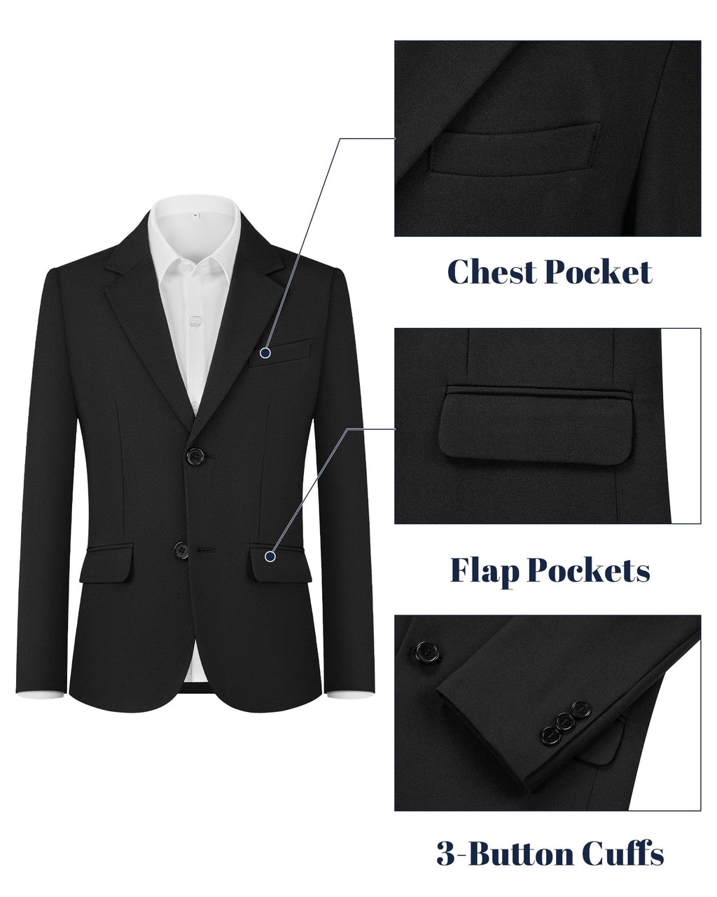 WULFUL Boys' Slim Fit Suit 3 Pieces:Jacket, Pants, Shirt,Summer Suit Set for Teens Boys Wedding Beach