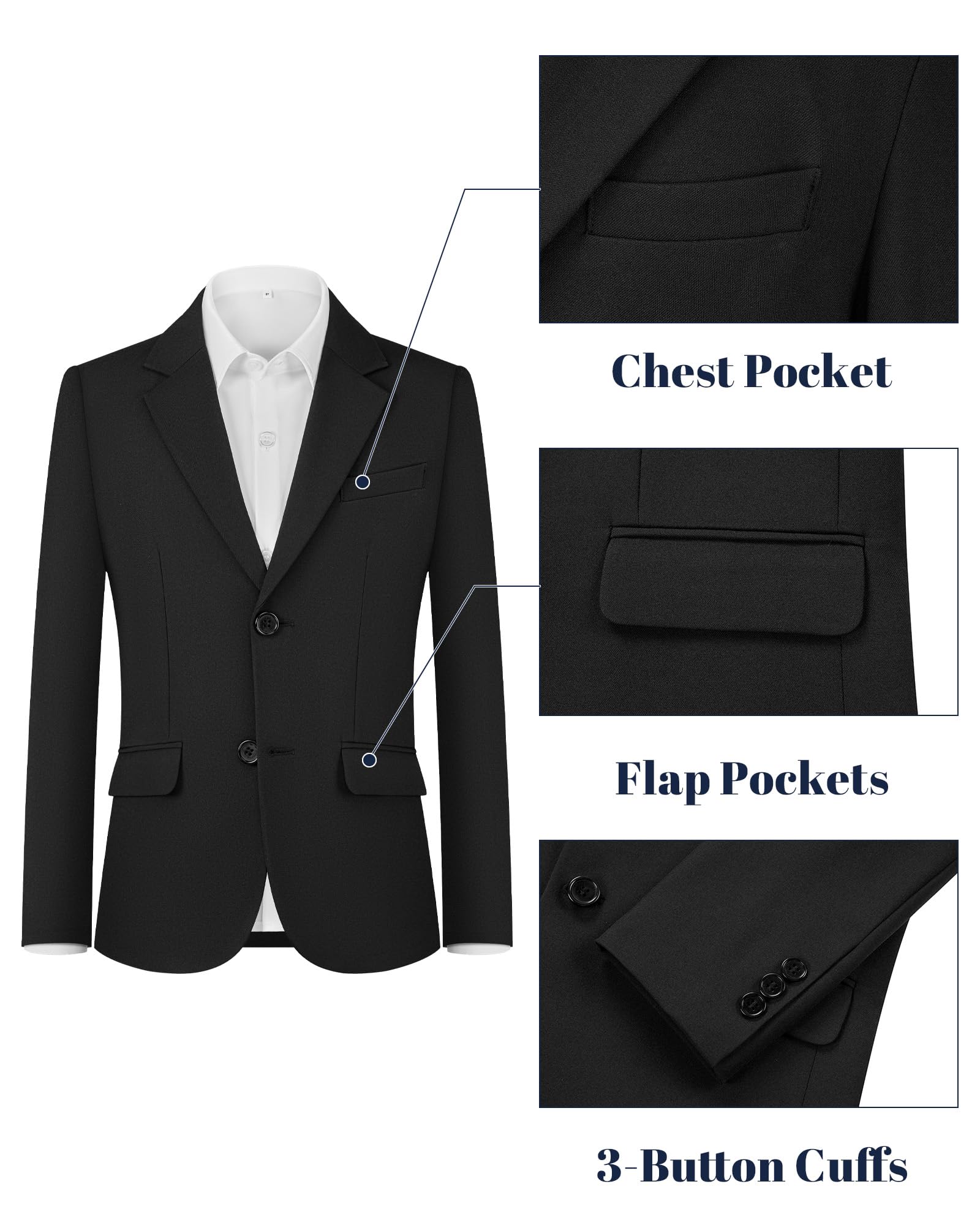 WULFUL Boys' Slim Fit Suit 3 Pieces:Jacket, Pants, Shirt,Summer Suit Set for Teens Boys Wedding Beach