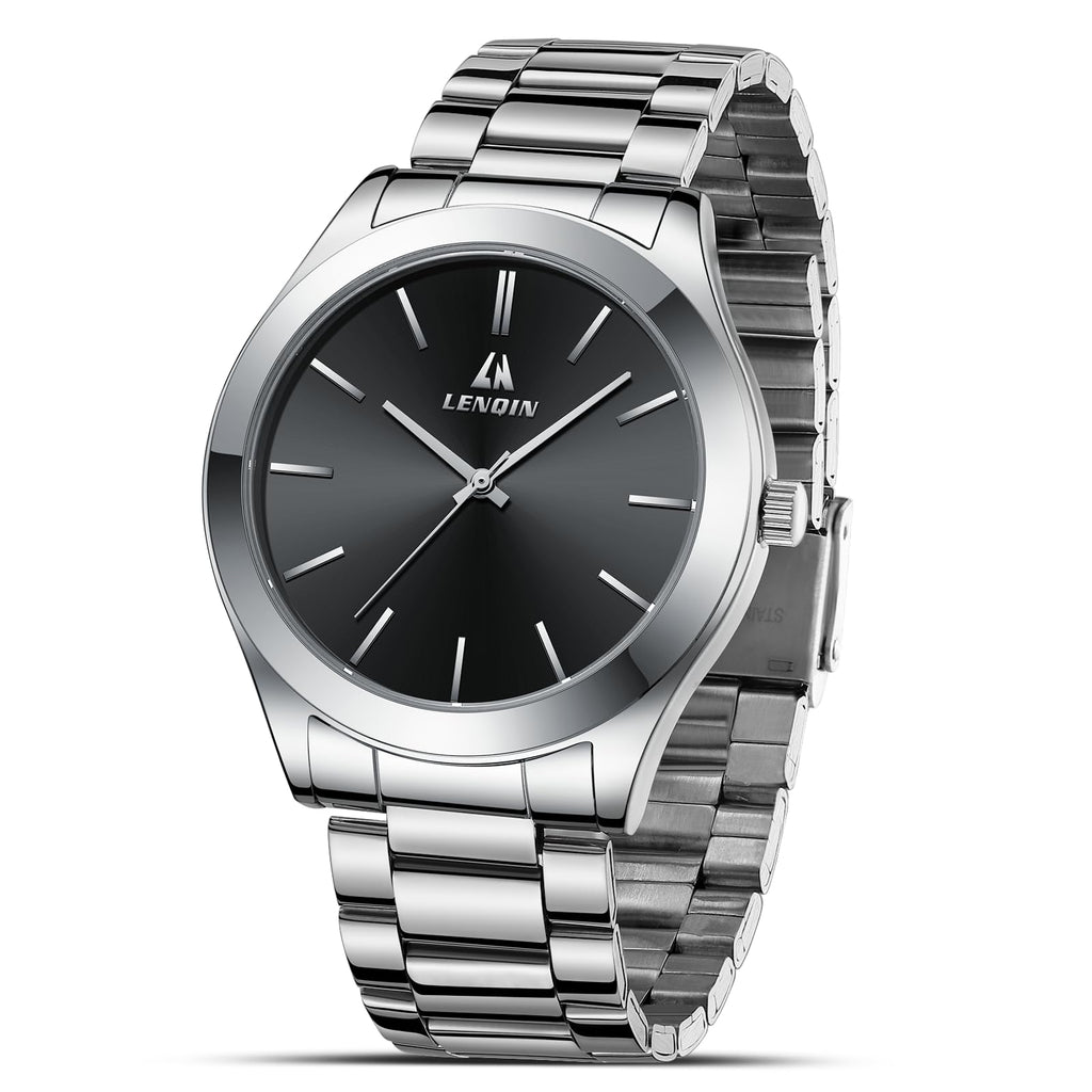 LN LENQIN Mens Watches Waterproof Stainless Steel Watch for Men Analog Quartz Fashion Business Designer Wristwatch