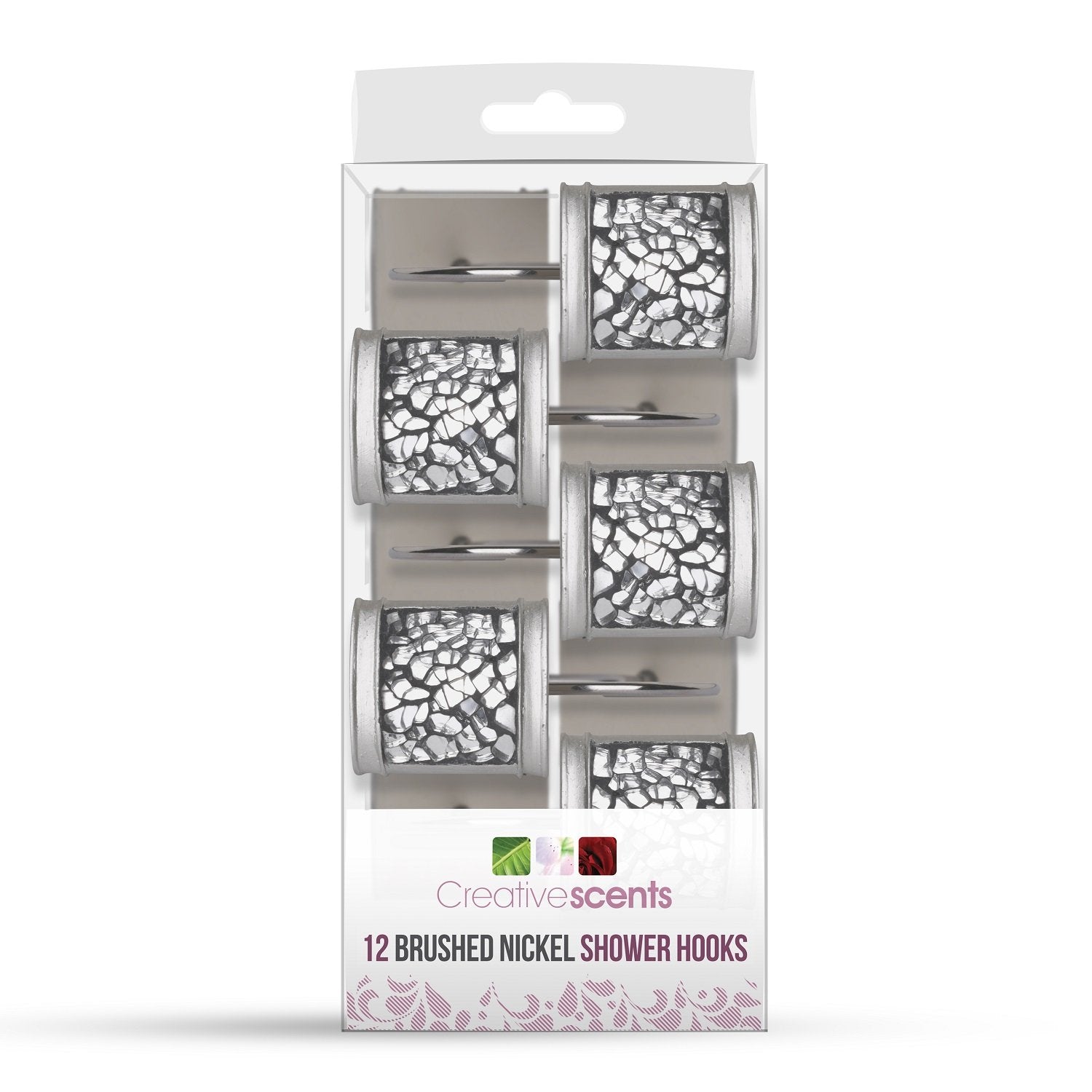 Creative Scents Crackled Glass Silver Bathroom Accessory Set – 4-Piece Vanity Set Includes: Lotion Soap Dispenser, Toothbrush Holder, Tumbler, and Soap Dish
