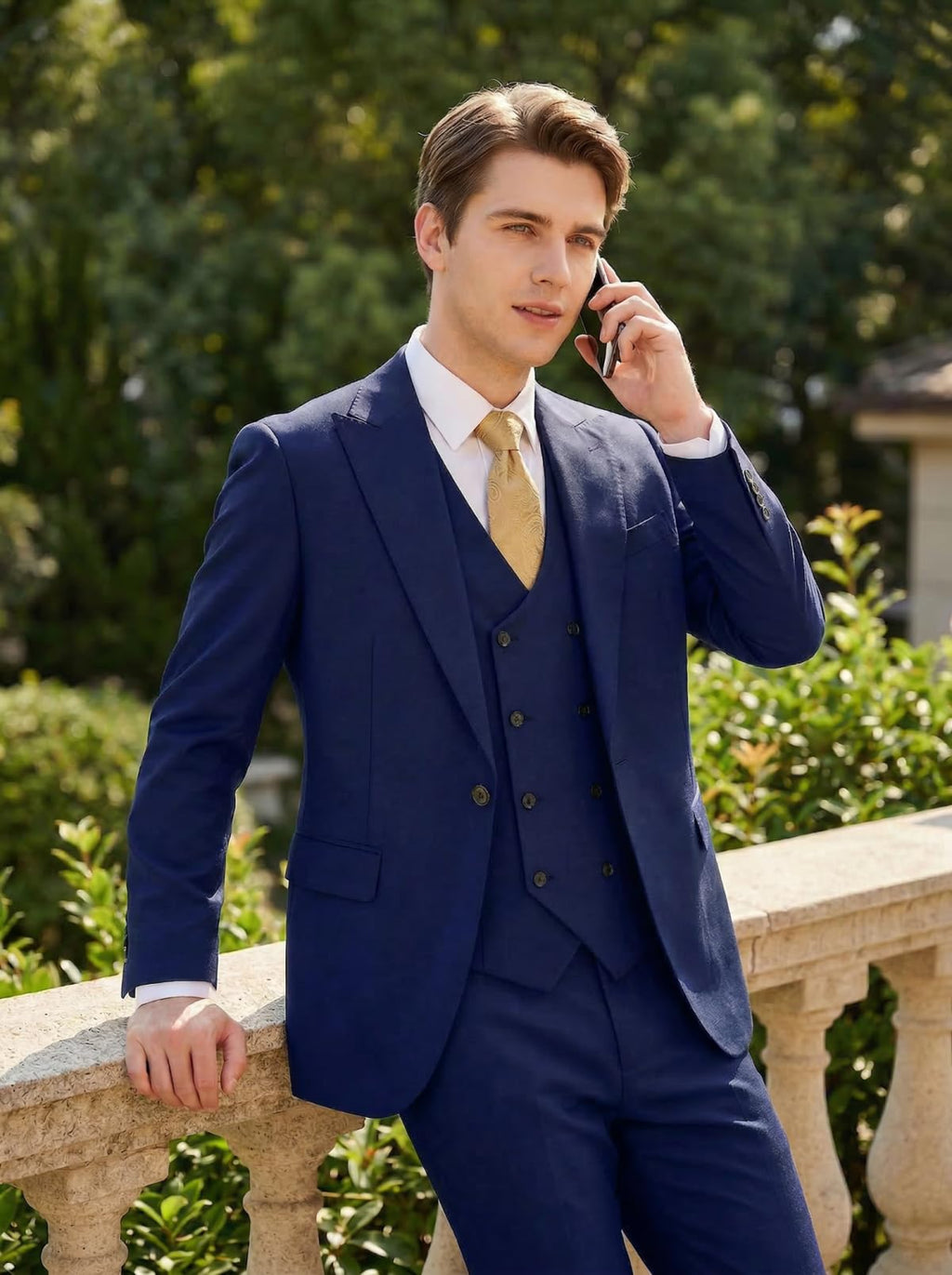 Mens Suit 3 Piece Double Breasted Suit Men Formal Business Tuxedos Blazer Vest Pants Set for Wedding Party Dinner