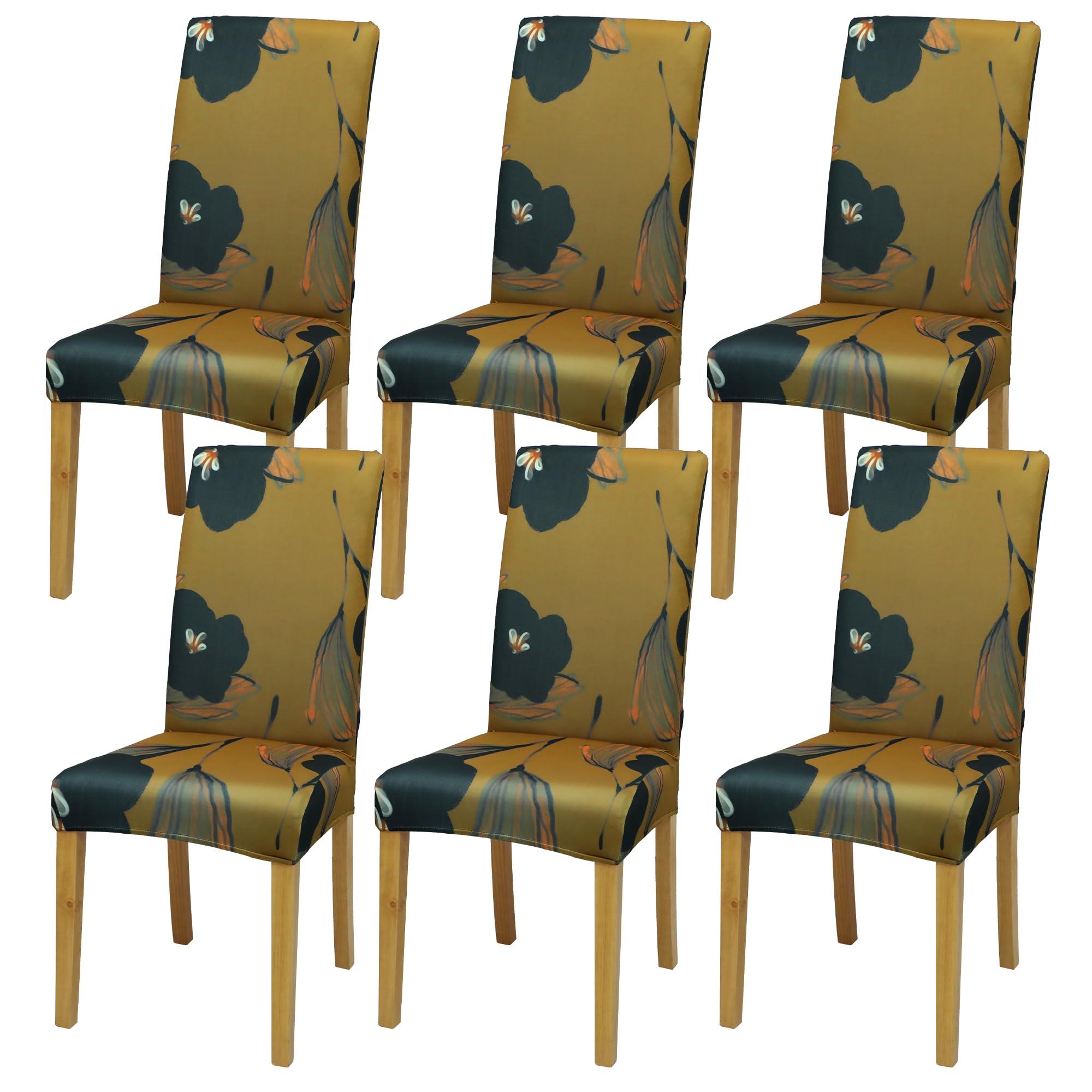 BIETYONE Stretch Dining Chair Covers Set of 6, Soft Removable Washable Kitchen Parsons Chair Slipcovers, High Elastic Seat Protector for Home Hotel Banquet