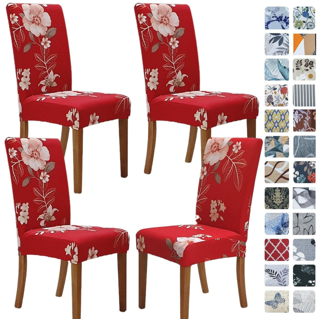 SPRINGRICO Chair Covers for Dining Room 6 Pack, Stretch Dining Chair Cover, Washable Spandex Kitchen Parsons Chair Slipcovers, Removable Seat Protector for Home or Party (Set of 6, Floral Beige)