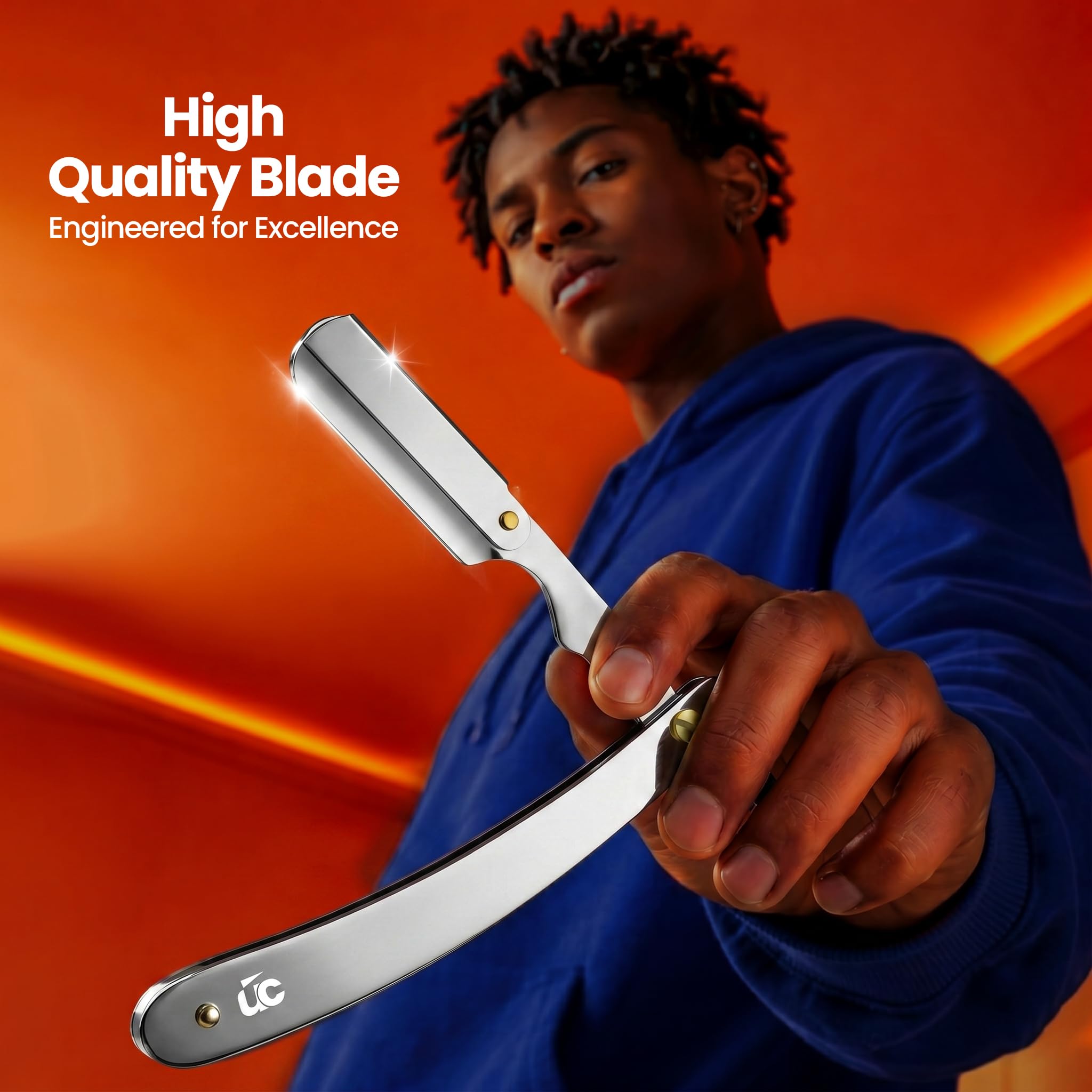 Utopia Care Professional Straight Razor for Men, Barber Straight Edge Razor Safety with 100 Pack Blades, Black