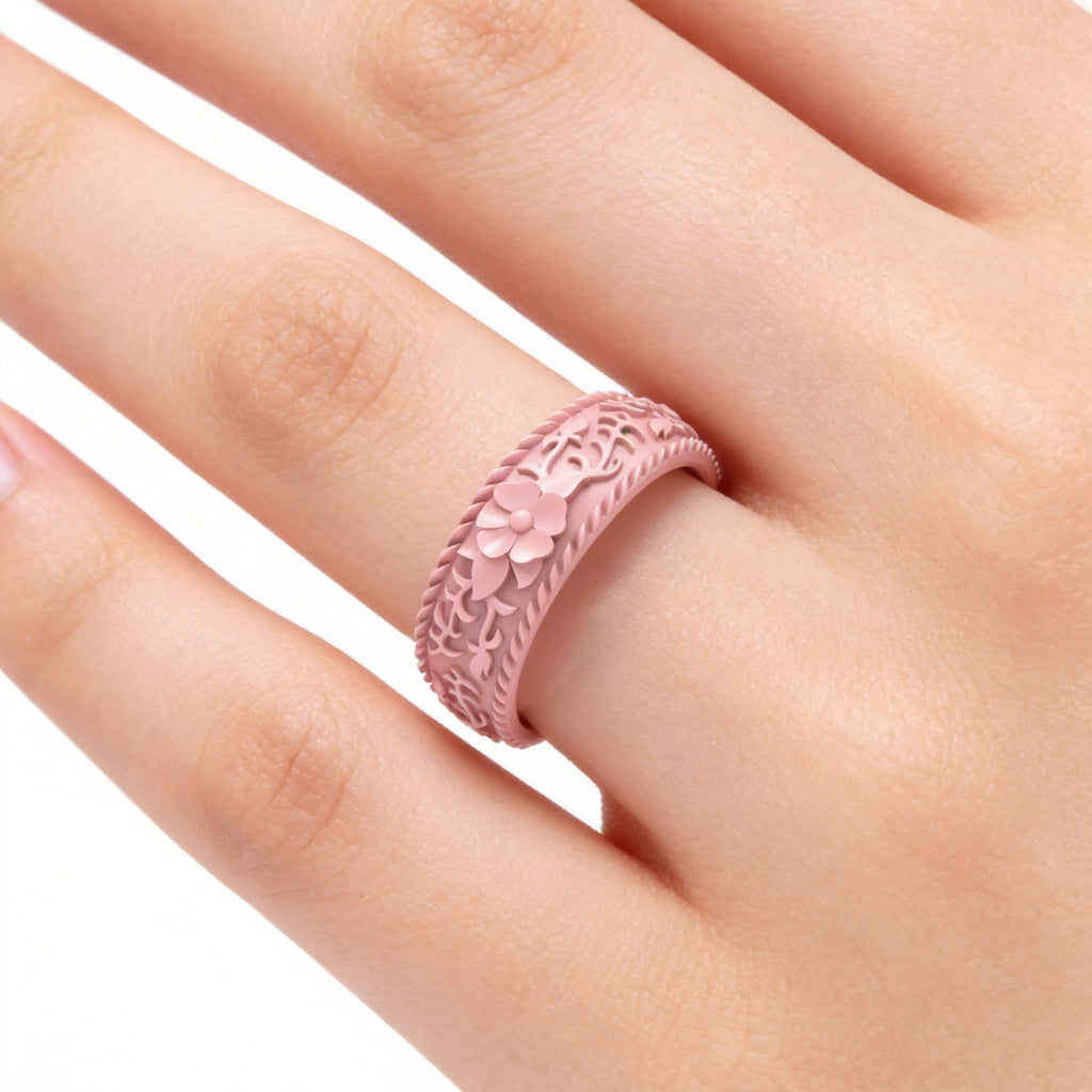 Silicone Wedding Rings for Women 1/4/7 Packs -Stackable Silicone Rubber Wedding Bands - Innovative Flower & Vine Collection