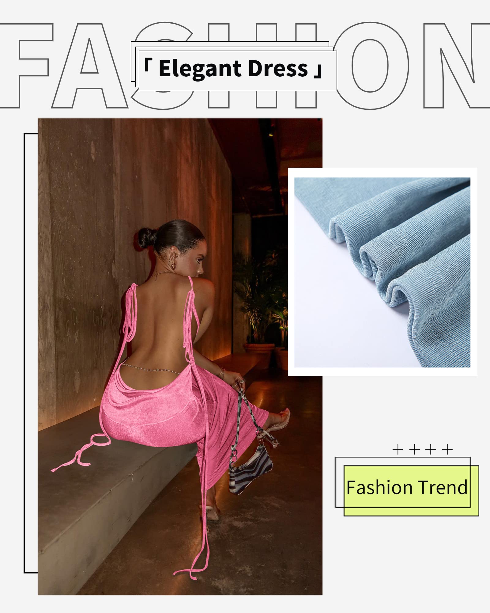 Doweha Women Backless Cowl Neck Cocktail Going Out Dress Halter Slip Long Semi Formal Party 2026 Spring Summer Maxi Dress